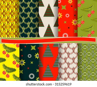set of Christmas abstract vector paper with decorative shapes and design elements for scrapbook