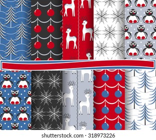 set of Christmas abstract vector paper with decorative shapes and design elements for scrapbook