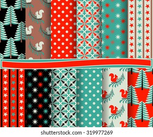 set of Christmas abstract vector paper with decorative shapes and design elements for scrapbook