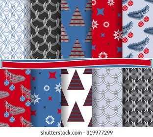 set of Christmas abstract vector paper with decorative shapes and design elements for scrapbook
