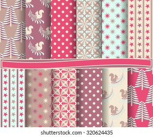 set of Christmas abstract vector paper with decorative shapes and design elements for scrapbook