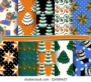 set of Christmas abstract vector paper with decorative shapes and design elements for scrapbook