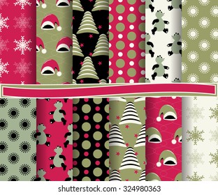 set of Christmas abstract vector paper with decorative shapes and design elements for scrapbook