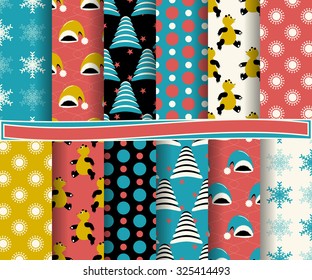 set of Christmas abstract vector paper with decorative shapes and design elements for scrapbook
