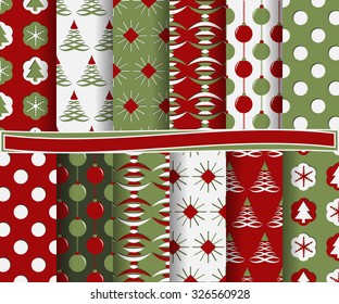 set of Christmas abstract vector paper with decorative shapes and design elements for scrapbook