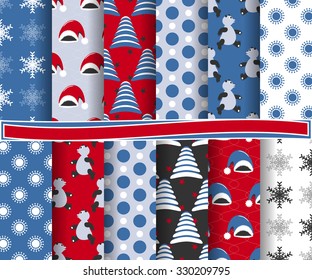 set of Christmas abstract vector paper with decorative shapes and design elements for scrapbook