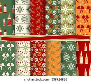 set of Christmas abstract vector paper with decorative shapes and design elements for scrapbook