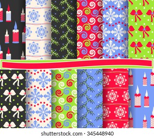 set of Christmas abstract vector paper with decorative shapes and design elements for scrapbook