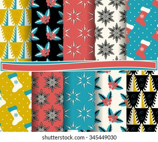 set of Christmas abstract vector paper with decorative shapes and design elements for scrapbook