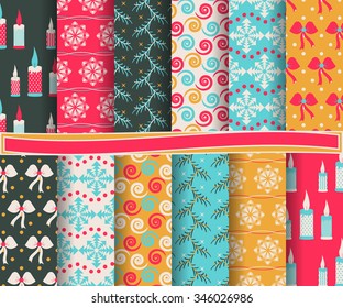 set of Christmas abstract vector paper with decorative shapes and design elements for scrapbook