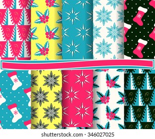 set of Christmas abstract vector paper with decorative shapes and design elements for scrapbook