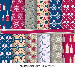 set of Christmas abstract vector paper with decorative shapes and design elements for scrapbook