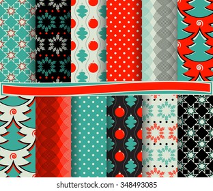 set of Christmas abstract vector paper with decorative shapes and design elements for scrapbook