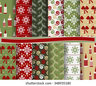 set of Christmas abstract vector paper with decorative shapes and design elements for scrapbook