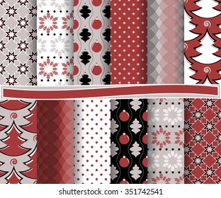set of Christmas abstract vector paper with decorative shapes and design elements for scrapbook