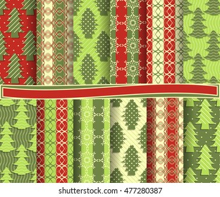 set of Christmas abstract vector paper with decorative shapes and design elements for scrapbook