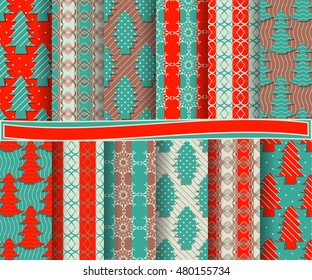 set of Christmas abstract vector paper with decorative shapes and design elements for scrapbook