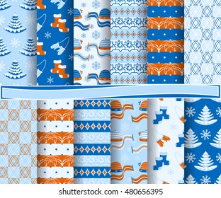 set of Christmas abstract vector paper with decorative shapes and design elements for scrapbook