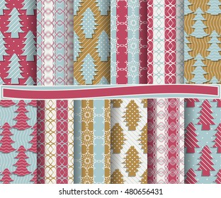 set of Christmas abstract vector paper with decorative shapes and design elements for scrapbook