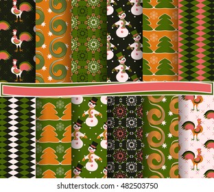 set of Christmas abstract vector paper with decorative shapes and design elements for scrapbook