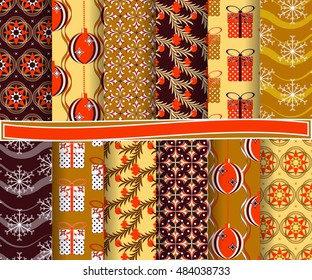 set of Christmas abstract vector paper with decorative shapes and design elements for scrapbook
