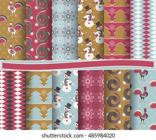 set of Christmas abstract vector paper with decorative shapes and design elements for scrapbook
