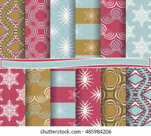 set of Christmas abstract vector paper with decorative shapes and design elements for scrapbook

