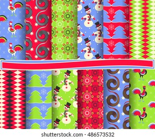 set of Christmas abstract vector paper with decorative shapes and design elements for scrapbook