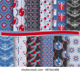 set of Christmas abstract vector paper with decorative shapes and design elements for scrapbook
