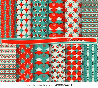 set of Christmas abstract vector paper with decorative shapes and design elements for scrapbook
