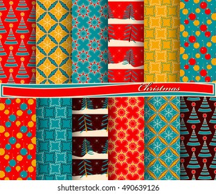 set of Christmas abstract vector paper with decorative shapes and design elements for scrapbook