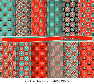 set of Christmas abstract vector paper with decorative shapes and design elements for scrapbook
