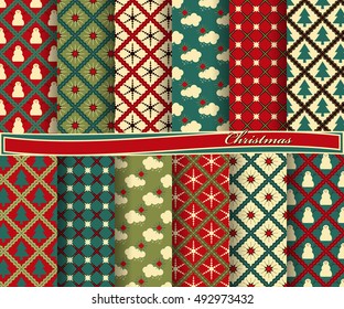 set of Christmas abstract vector paper with decorative shapes and design elements for scrapbook