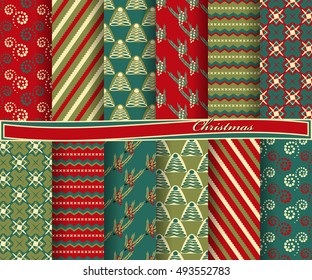 set of Christmas abstract vector paper with decorative shapes and design elements for scrapbook