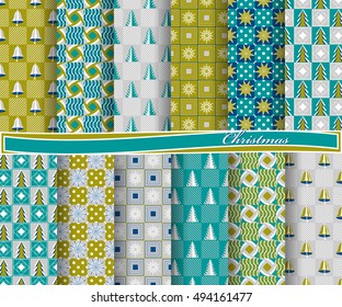 set of Christmas abstract vector paper with decorative shapes and design elements for scrapbook