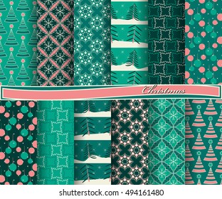 set of Christmas abstract vector paper with decorative shapes and design elements for scrapbook

