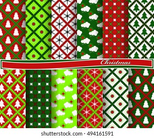 set of Christmas abstract vector paper with decorative shapes and design elements for scrapbook
