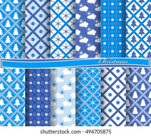 set of Christmas abstract vector paper with decorative shapes and design elements for scrapbook
