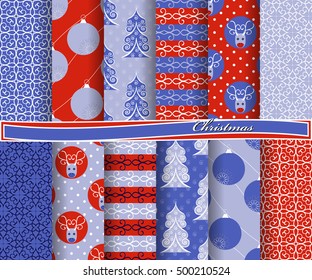 set of Christmas abstract vector paper with decorative shapes and design elements for scrapbook

