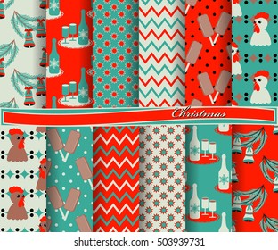 set of Christmas abstract vector paper with decorative shapes and design elements for scrapbook