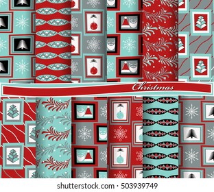 set of Christmas abstract vector paper with decorative shapes and design elements for scrapbook