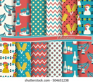 set of Christmas abstract vector paper with decorative shapes and design elements for scrapbook
