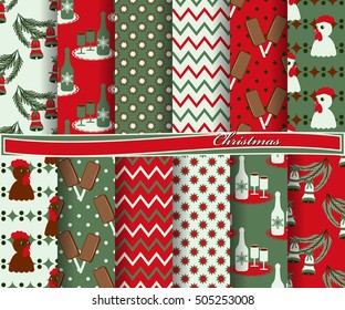 set of Christmas abstract vector paper with decorative shapes and design elements for scrapbook
