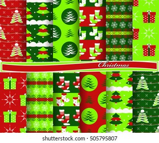 set of Christmas abstract vector paper with decorative shapes and design elements for scrapbook
