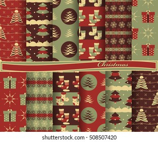 set of Christmas abstract vector paper with decorative shapes and design elements for scrapbook