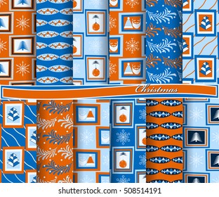 set of Christmas abstract vector paper with decorative shapes and design elements for scrapbook