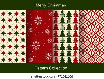 Set of  Christmas abstract vector pattern with Christmas symbols and design elements.