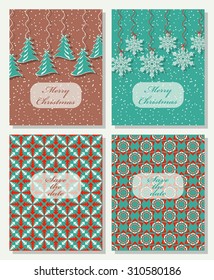 Set of  Christmas abstract vector template. Save the date