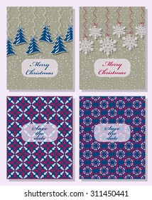 Set of  Christmas abstract vector template. Save the date