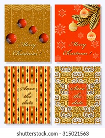Set of  Christmas abstract vector template. Save the date